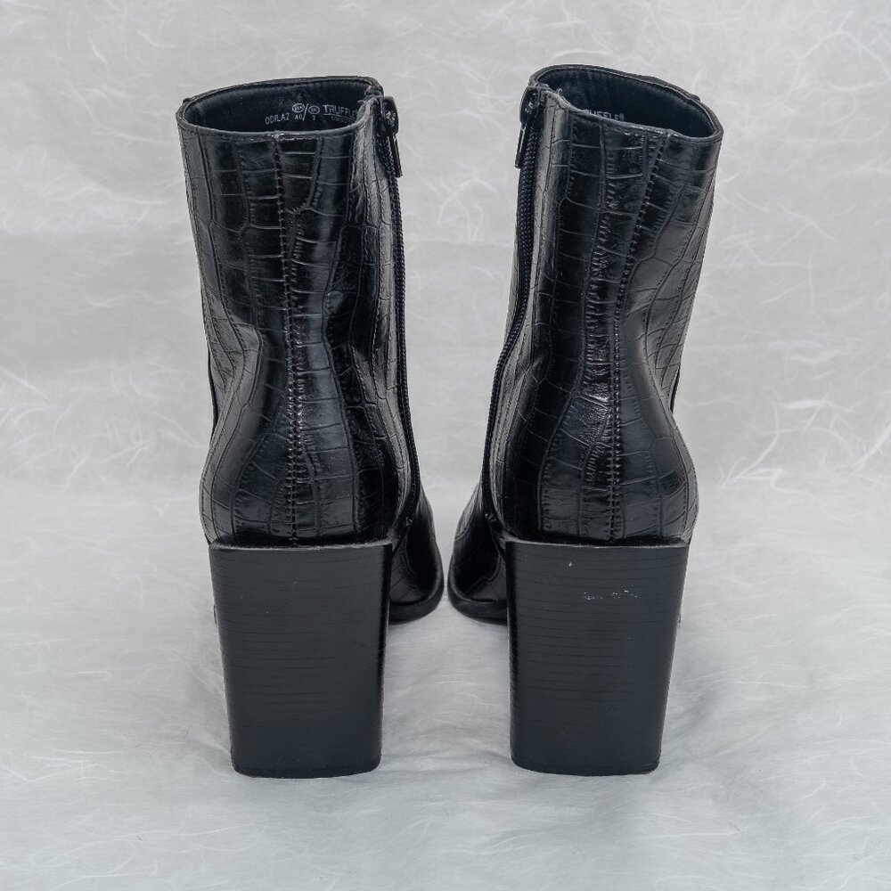 ASOS Black Heeled Boots with Croc Texture - Picture 4 of 8